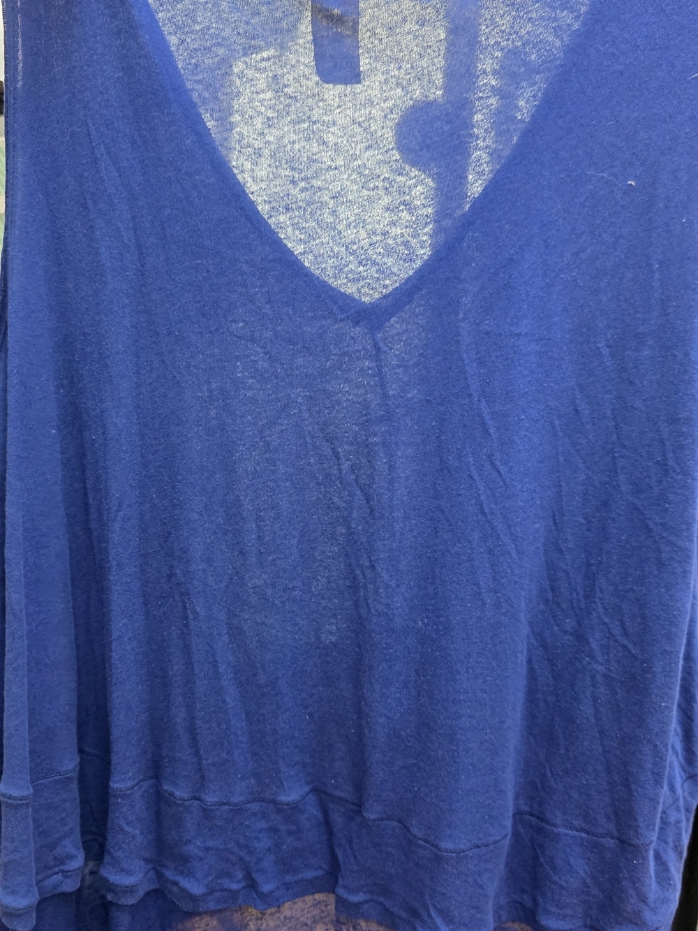 Free People We The Free Royal Blue V-Neck Tiered Sleeveless Tank Distressed XS - Picture 9 of 9